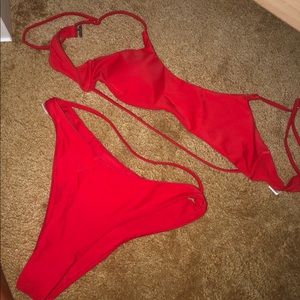 Red underboob bikini